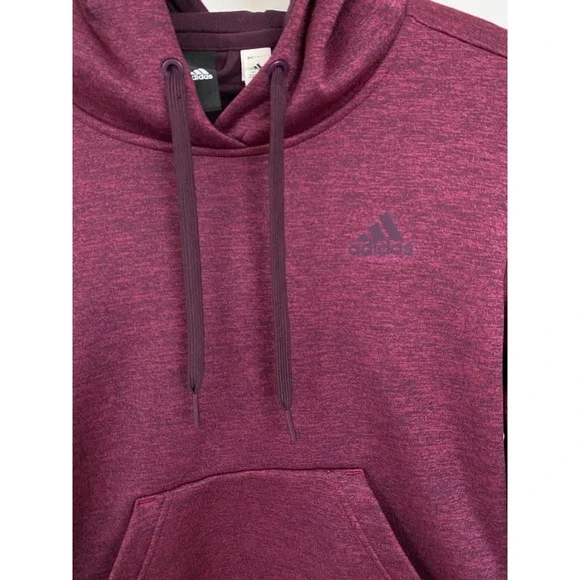 Adidas Hoodie Pullover Womens‎ Small Burgundy Heathered Fleece Thumbhole Sporty - Picture 2 of 12
